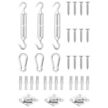 Set de accesorii parasolar, 9 piese, oțel inoxidabil - Img 1