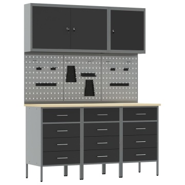 Set de banc de lucru de 8 piese din oțel negru - Img 2