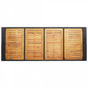 Set de bar exterior, 9 piese, negru, poliratan și lemn acacia - Img 8