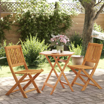 Set de bistro pliabil, 3 piese, lemn masiv de acacia - Img 1