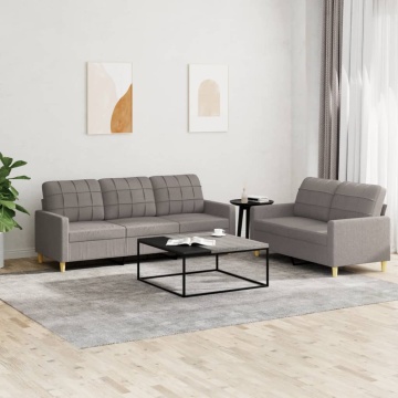 Set de canapea cu perne, 2 piese, gri taupe, material textil - Img 1