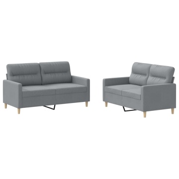 Set de canapele cu perne, 2 piese, gri deschis, textil - Img 2