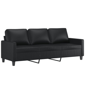 Set de canapele cu perne, 2 piese, negru, piele ecologică - Img 4
