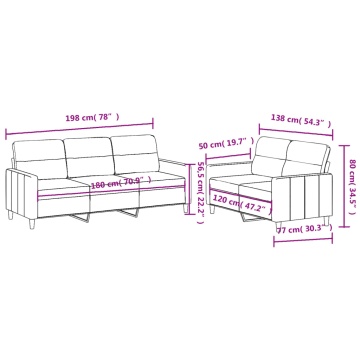 Set de canapele cu perne, 2 piese, negru, textil - Img 6