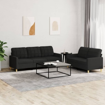 Set de canapele cu perne, 2 piese, negru, textil - Img 1