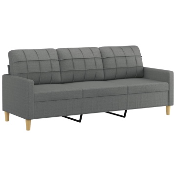 Set de canapele cu perne, 3 piese, gri închis, textil - Img 4