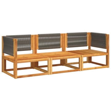 Set de canapele de grădină cu perne, 3 piese, lemn masiv acacia - Img 3