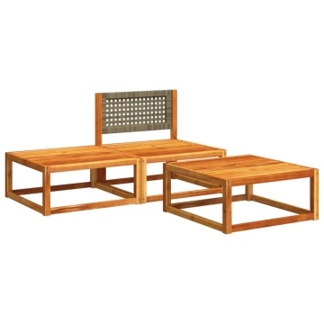 Set de canapele de grădină cu perne, 3 piese, lemn masiv acacia - Img 3