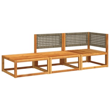 Set de canapele de grădină cu perne, 3 piese, lemn masiv acacia - Img 3