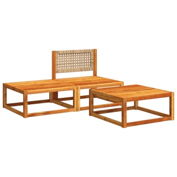 Set de canapele de grădină cu perne, 3 piese, lemn masiv acacia - Img 3
