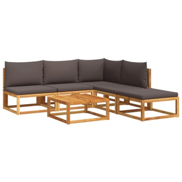 Set de canapele grădină cu perne, 6 piese, lemn masiv acacia - Img 2