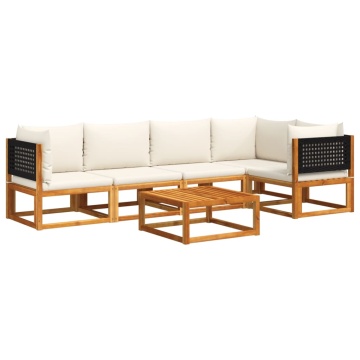 Set de canapele grădină cu perne, 6 piese, lemn masiv acacia - Img 2