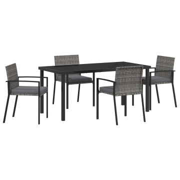 Set de dining 5 piese pentru grădină Gri Poliratan - Img 2