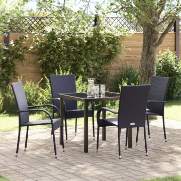 Set de dining de 5 piese pentru grădină Negru Poliratan - Img 1