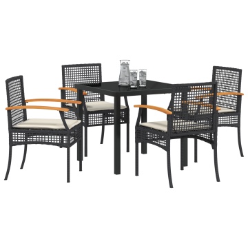 Set de Dining de Grădină 5 Piese cu Perne Negru Poliratan - Img 3