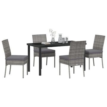 Set de dining de grădină 5 Piese Gri Poliratan - Img 3
