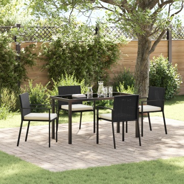 Set de dining de grădină 5 piese Rattan negru - Img 1