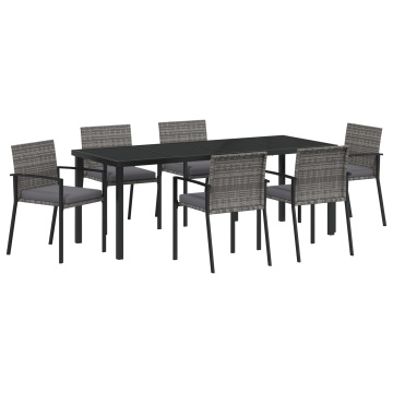 Set de dining în grădină 7 piese Gri Poliratan - Img 2