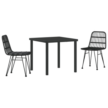 Set de Dining pentru Grădină 3 Piese Negru Poli Rattan - Img 2