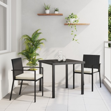 Set de dining pentru grădină 3 piese Negru Poliratan - Img 1