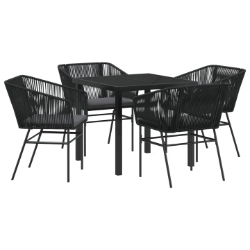 Set de dining pentru grădină , 5 piese, cu perne, ratan poli, negru - Img 2