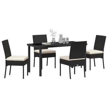 Set de dining pentru grădină 5 piese Negru Ratan Polițat - Img 3