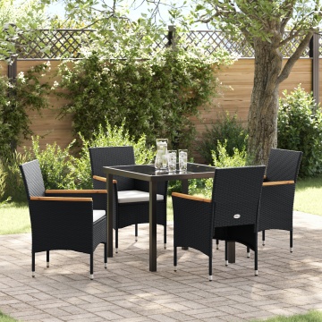 Set de dining pentru grădină 5 piese Negru Rattan Poli - Img 1