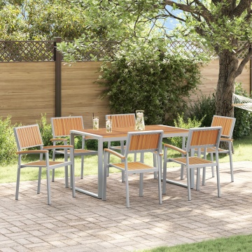 Set de dining pentru grădină 7 piese din lemn masiv de acacia și metal - Img 1