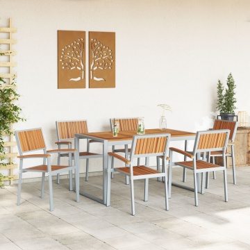 Set de dining pentru grădină 7 piese din lemn masiv de acacia și metal - Img 3