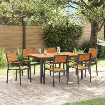 Set de dining pentru grădină 7 piese din lemn solid de acacia și metal - Img 1