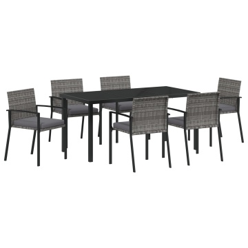 Set de dining pentru grădină 7 piese Gri Poliratan - Img 2