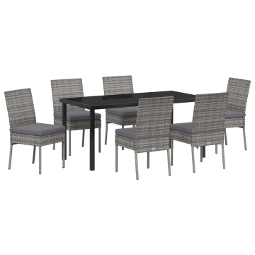 Set de dining pentru grădină 7 piese Gri Poliratan - Img 2