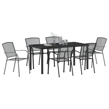 Set de Dining pentru Grădină 7 Piese Oțel Antracit - Img 3