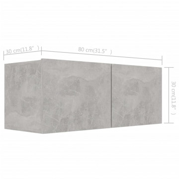 Set de dulapuri TV, 3 piese, gri beton, lemn prelucrat - Img 5