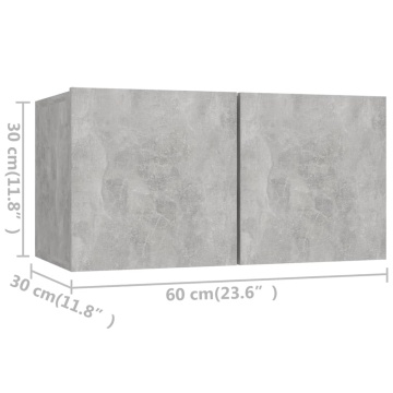 Set de dulapuri TV, 4 piese, gri beton, lemn prelucrat - Img 6