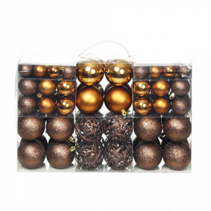 Set de globuri de Crăciun 100 de bucăți 6 cm Maro/Bronz/Auriu - Img 1