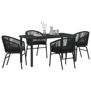 Set de Masă de Grădină 5 Piese Negru din Poliratan - Img 3
