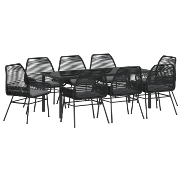 Set de Masă de Grădină 9 Piese cu Perne Poliratan Negru - Img 2