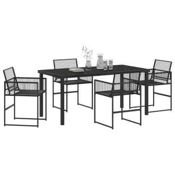 Set de Masă pentru Grădină 5 Piese Negru Rattan PE - Img 3