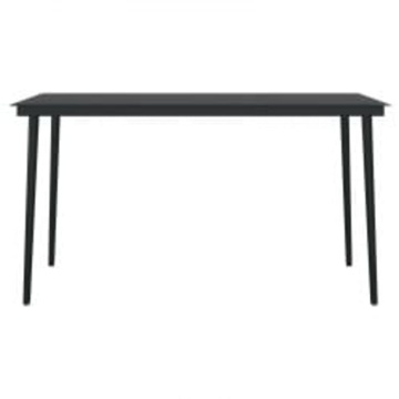 Set de masă pentru grădină, 7 piese, cu perne, negru - Img 5