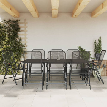 Set de masă pentru grădină, 9 piese, plasă metalică antracit - Img 1