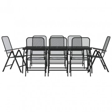 Set de masă pentru grădină, 9 piese, plasă metalică antracit - Img 2