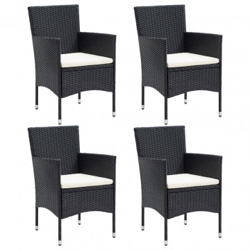 Set de masă pentru grădină cu perne, 5 piese, negru, poliratan - Img 3