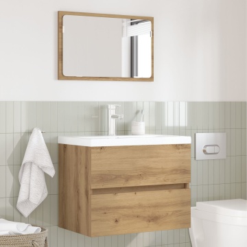 Set de mobilă pentru baie 2 piese Stejar artizanal Lemn prelucrat - Img 4