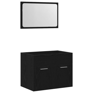 Set de mobilier de baie din 2 piese din lemn de stejar negru - Img 2