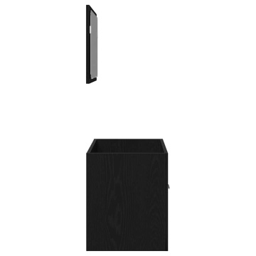Set de mobilier de baie din 2 piese din lemn de stejar negru - Img 6