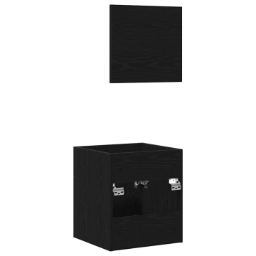 Set de mobilier de baie din 2 piese din lemn de stejar negru - Img 7
