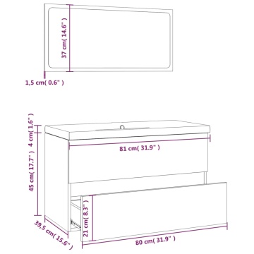 Set de mobilier de baie, gri sonoma, lemn prelucrat - Img 6