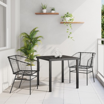 Set de Mobilier de Grădină 3 Piese Negru Poliratan - Img 1