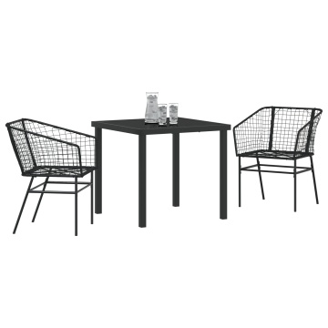 Set de Mobilier de Grădină 3 Piese Negru Poliratan - Img 3
